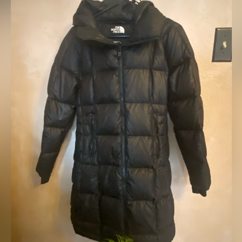 The north face extra long, puffer jacket, XS